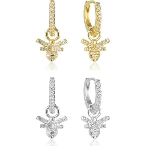 SIPENGJEL Fashion Pave Zircon Bee Pendant Earrings Romantic Creative Insect Earrings For Women Jewelry Party Gift