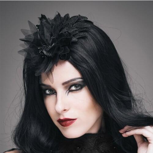 Steampunk Gothic Vintage Black Sexy Flower Headwear for Women Elegant Charming Hairpins Clothing Accessories