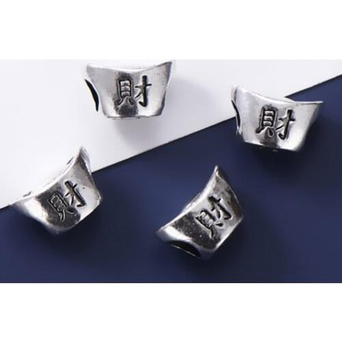 925 Sterling Silver Chinese Yuanbao Money Shape Loose Beads Handmade Bracelet Silver Spacer Bead Charm DIY Jewelry Making Gift