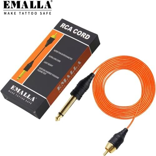 EMALLA 1PCS Tattoo Clip Cord RCA Connection 1.8m Clip Cord for Tattoo Pen Tattoo Machines Tattoo Power Supply and Tattoo Kits