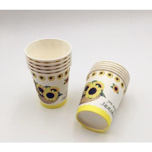 10pcs/set "You Are My Sunshine" Sunflowers Disposable Drinking Paper Cups