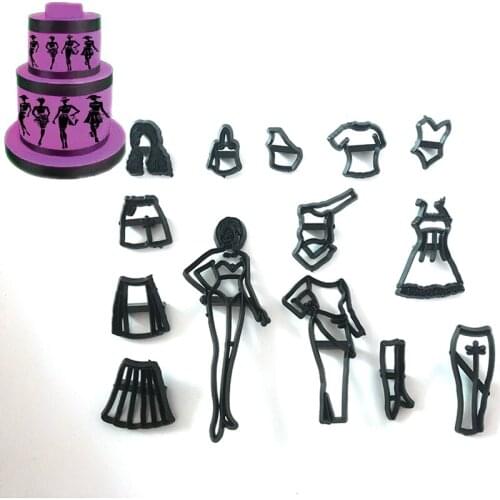 14pcs/set Clothing Theme Cookie Cutting Moulds Cake Mold Fondant Molds Biscuit Plastic Cutter Diy Cake Decoration Bakeware Tools