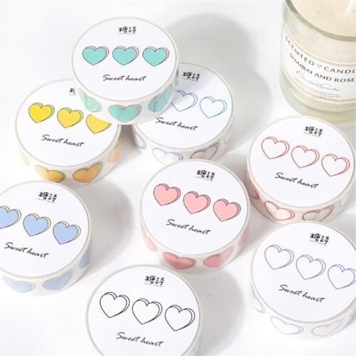 15mm*3m Basic Love Series Washi Tape Heart Adhesive Tape DIY Scrapbooking Sticker Label Japanese Masking tape