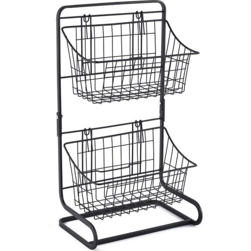 2 Layers Removable Iron Storage Rack Shelf Fruits Holder Storage Basket Bathroom Kitchen Organizer