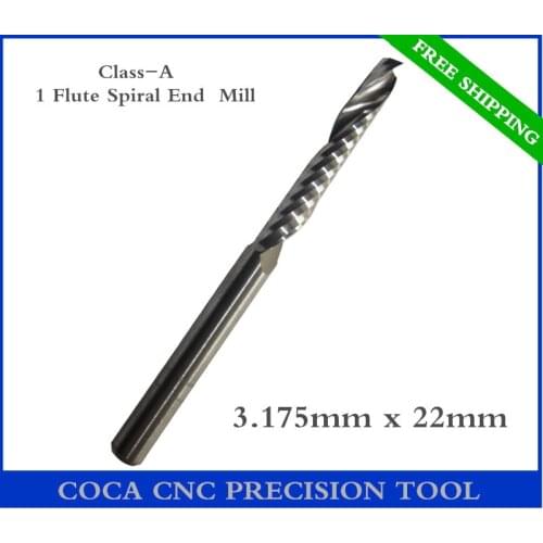 3.175mm*22mm,Freeshipping CNC Solid carbide woodworking router bit,Tungsten Class-A 1 Flute end milling cutter,MDF,PVC,Acrylic