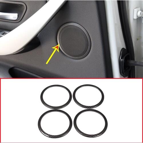 4pcs Carbon Fiber Style ABS Car Door Speakers Ring Trim for BMW F30 3 Series F34 3GT 2013-2018 Accessories