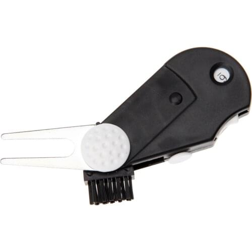 5 In 1 Multi Gadget Golf Putting Green Fork Foldable Clip Repair Divot Tool/Groove Cleaner/Ball Brush/Pitch Marker/Score Counter