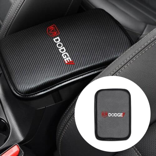 VEHICAR Car Armrest Cover Auto Console Cover for DODGE Car Armrest Cover Carbon Fiber PU Leather Universal Auto Decoration