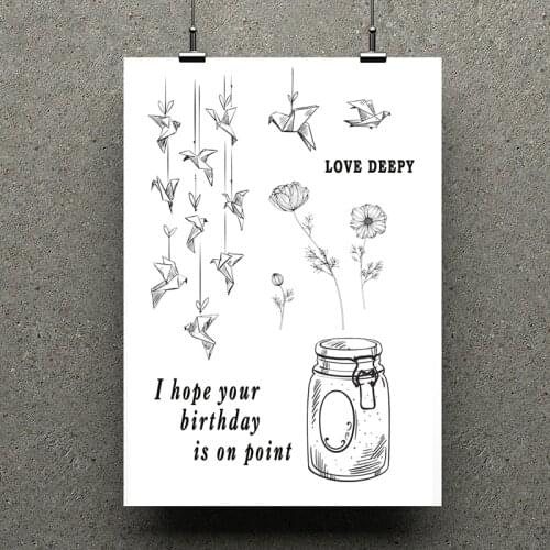 AZSG Bottle /Paper Crane Clear Stamps For Scrapbooking DIY Clip Art /Card Making Decoration Stamps Crafts