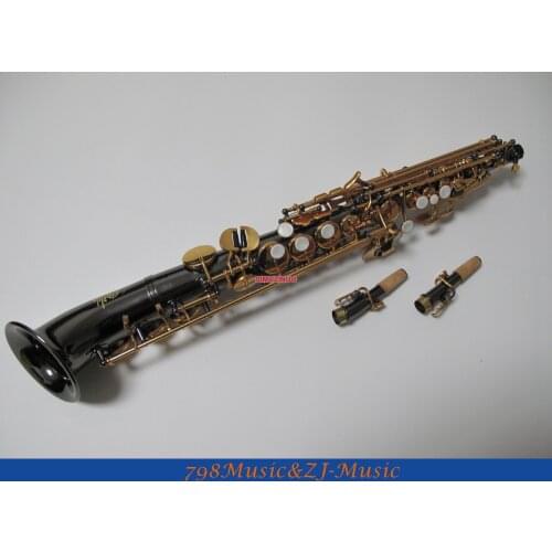 Black Nickel Gold Curved bell Soprano saxophone Bb key to High F key and G Key
