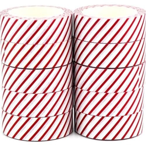 10pcs/lot Decorative Red Diagonal stripe XMAS Washi Tapes Scrapbooking Stickers Adhesive Masking Tape Kawaii Papeleria Wholesale