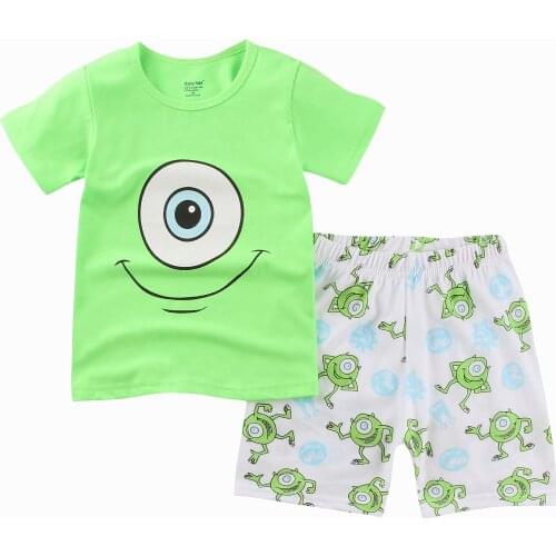 Kids Pajamas Set Summer Children Short Sleeve T-shirt+shorts 2pcs Sleepwear Boys Cartoon Pyjamas Girls Clothing Nightwears Set