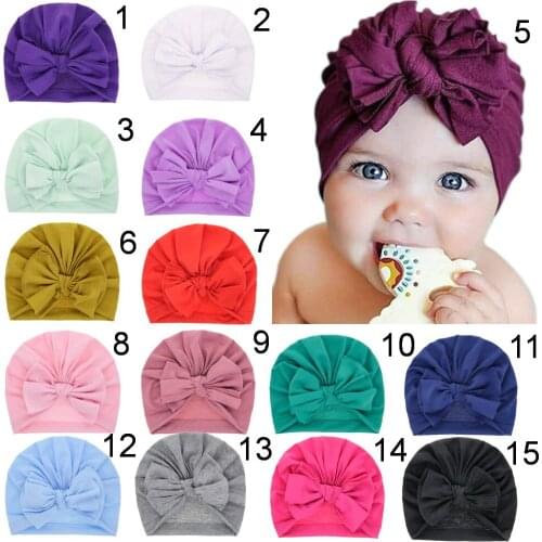 Children Baby Girls Elastic Hats Boho Hat Beanie Scarf Turban Head Wrap Cotton Cap Newborn Photography props Knit Caps MZ028