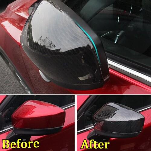 For Mazda CX-5 CX5 2017 2018 2pcs Carbon Fiber Rear View Rearview Side Glass Mirror Cover Trim Frame Decoration Car Styling