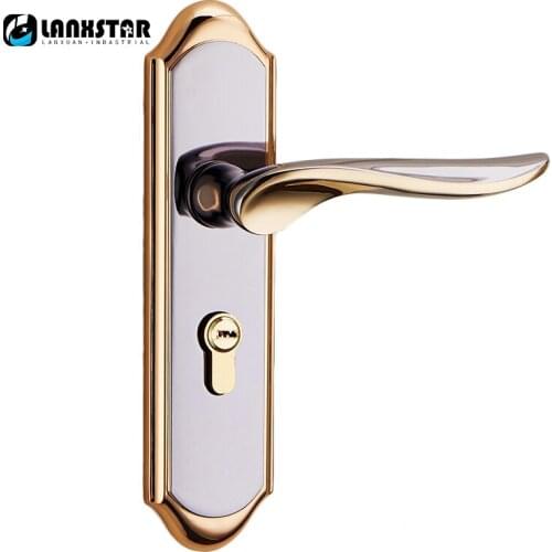 Anti-theft Door Handle Simple European Style Solid Wood Doors Minimalist Black Gold Color Lockset Mechanical Split Handle Lock