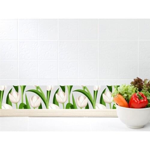 Eco-friendly PVC tulip flower Border roll Fashion decorative Baseboard sticker classroom bed room kitchen washstand decoration