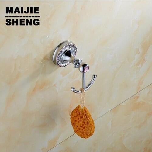 Bathroom crystal Robe Hook,Clothes Hook,Solid Brass Construction Golden chrome finish bath hardware accessory home decoration