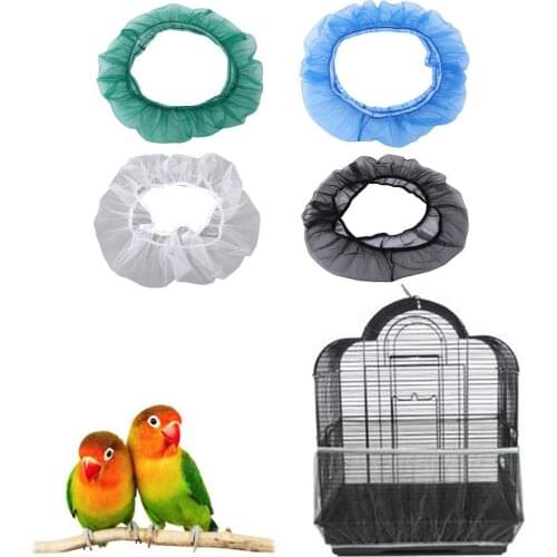 Birdcage Cover Dust-Proof Net Guard Catcher Adjustable Drawstring Bird Cage Skirt Parrot Bird Cage Cover Accessories