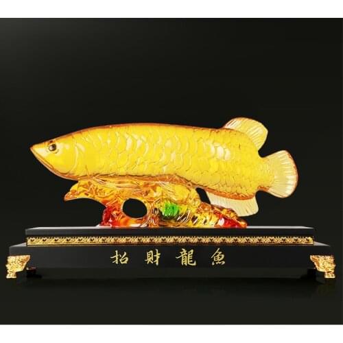 2021 GOOD LUCK HOME SHOP COMPANY EFFICACIOUS THRIVING MONEY BUSINESS LUCKY GOLDFISH AROWANA GOLD DRAGON FISH FENG SHUI STATUE