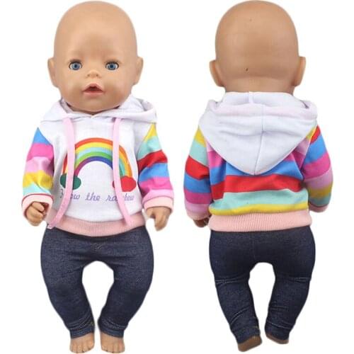 Lovely rainbow suits Set Fit For 43cm Baby Doll 17 Inch Reborn Baby Doll Clothes, Shoes are not included