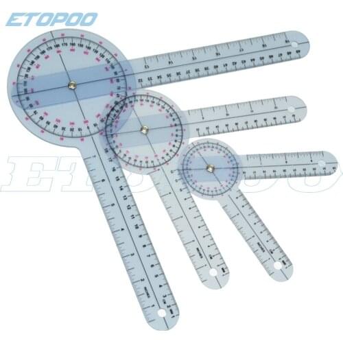 6inch, 8inch, 12inch 360 Degree plastic protractor Angle Medical Ruler Spinal Goniometer 3pcs/set