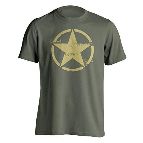 Mens T Shirts Fashion 100% Cotton Short Sleeve O-Neck Tops Tee Shirts Army Star WWII Distressed T-Shirt