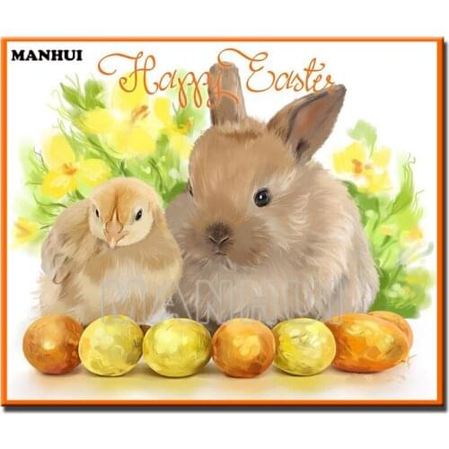 NEW Diy Diamond embroidery Cross stitch kit Diamond painting Chick and rabbit 3d Diamond mosaic Home Decoration MH248