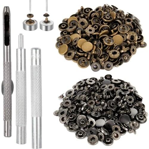Newly 12.5MM 20 Sets Fasteners Kit Clothing Tool 9 Tools Pieces Snaps 4 Studs Press Fixing Button Metal @ with Snap