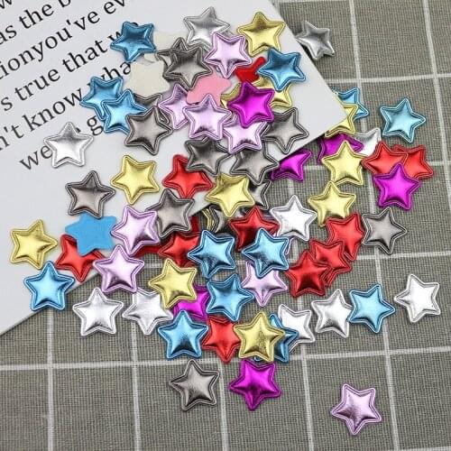 40pcs 22mm PU Leather Small Stars Padded Appliqued DIY Craft Kids Hair Accessories Phone Shell Patches Arts Cake Decor Materials