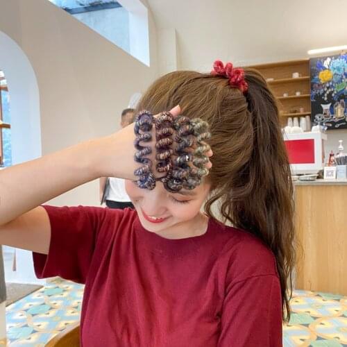 New Winter Fur Wool Telephone Wire Line Hair Tie Spiral Shape Colorful Rubber Hair Band Elastic Hair Band Women Accessories