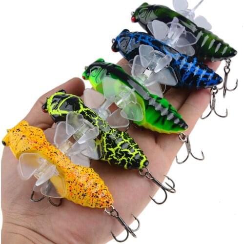 NEW Whopper Cicadas Popper 7.5cm/15g Topwater Fishing Lure Artificial Bait Hard Plopper Plastic Rotary wings Fishing Tackle Geer