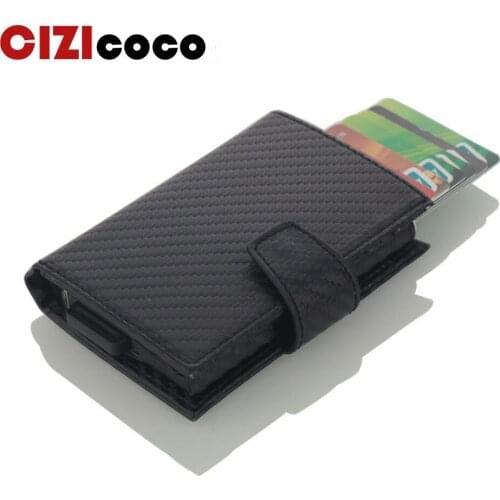 New Pu Leather Automatic Card Wallet Credit Box Pickup Holder Anti-rfid Wallet Buxiness Card Holder Credit Card Package