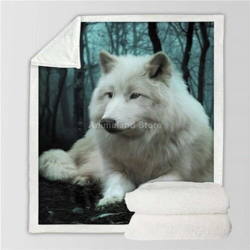 White Wolf Throw Blanket 3D Print Fleece Blankets For Beds Home Decor Textiles Luxury Adult Gift Warm Bedspread Fashoin Animal