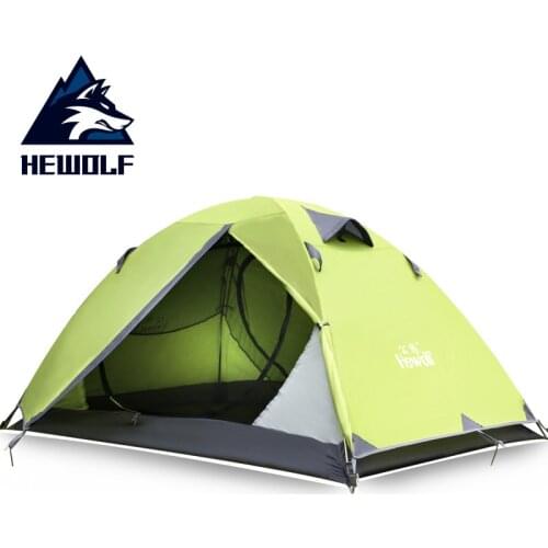 Hewolf New Style High Quality Aluminum Rod Double Layer 2 Person Waterproof Ultralight Camping Tent Carpas De Camping