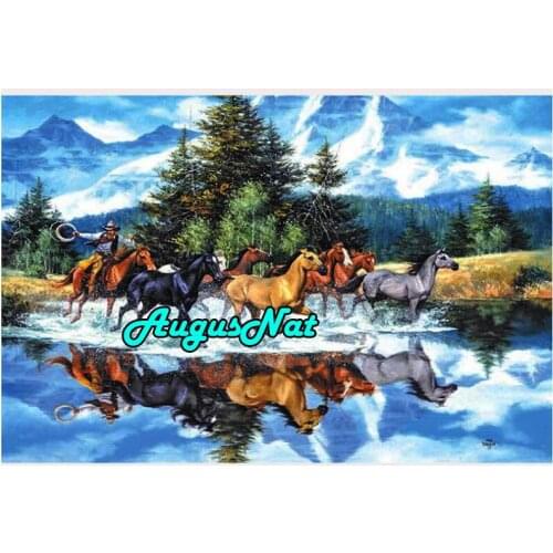 Landscape diamond painting running horses daimond embroidery diamond dotz gemstone picture oil paint by number crystal sticker