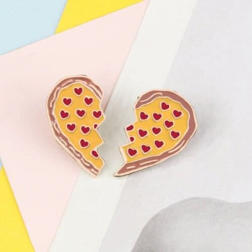 Pizza Cartoon Brooches Broken Heart Food Enamel Pin Bag Denim Shirt Lapel Pins Metal Button Badge Jewelry Gift for Kids Friends