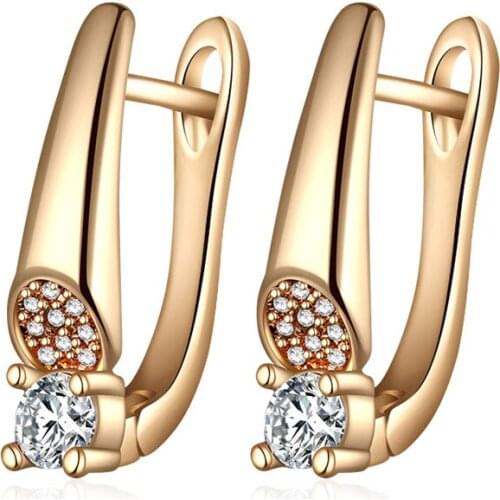 Fashion Design Cute Cubic Zirconia Stud Earrings for Women Gold Silver Color Plated Copper Exquisite Wedding Party Jewelry Gifts