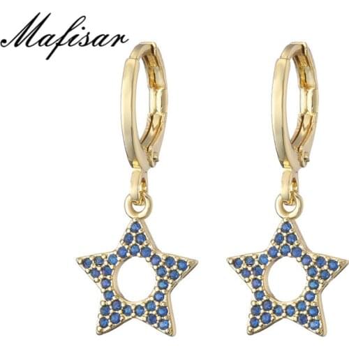 Mafisar 2021 Hot Gold Color Cute Star Drop Earrings For Women Girl AAA CZ Female Wedding Earring Jewelry Birthday Gift For Girls