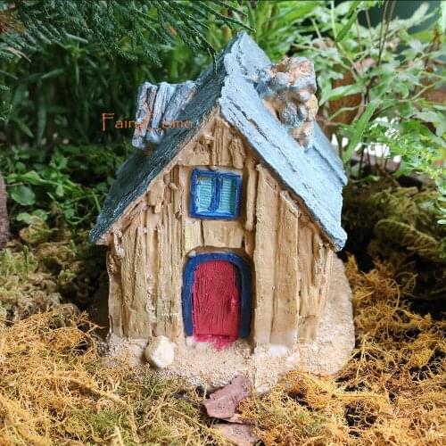 Fairy Garden House Miniature Mini Wooden Fairy House Rustic Zen Garden Ornaments Decoration Diy Resin Outdoor Miniature Villa