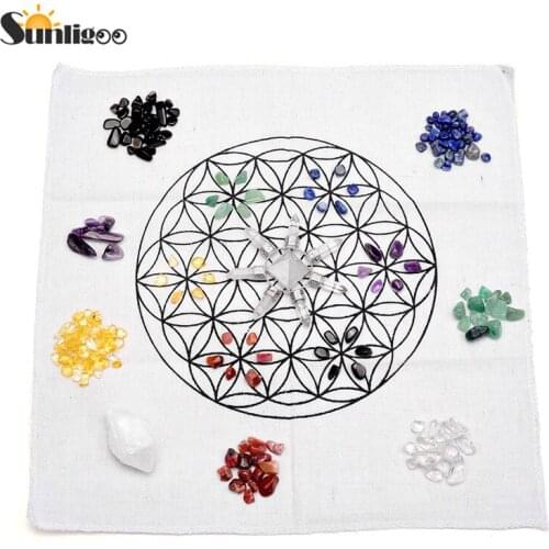 Sunligoo 7 Chakra Healing Crystals Grids Kit W Clear Quartz Pyramid Energy Generator Clear Quartz Crystal Wand Grid Altar Cloth