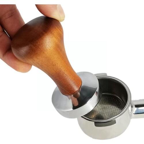 Food Grade Steel 51 / 58 mm Coffee Tamper Wooden Handle Barista Maker Espresso Accsserioes Handmade Grinder X8D4