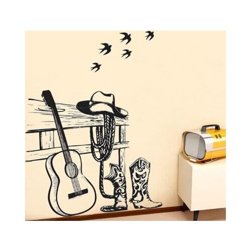 Vintage Dick and Cowboy Wall Sticker Abstract Rock Stickers Classic Home Decal Creative Guitar Poster Wall Decor Wallpapers