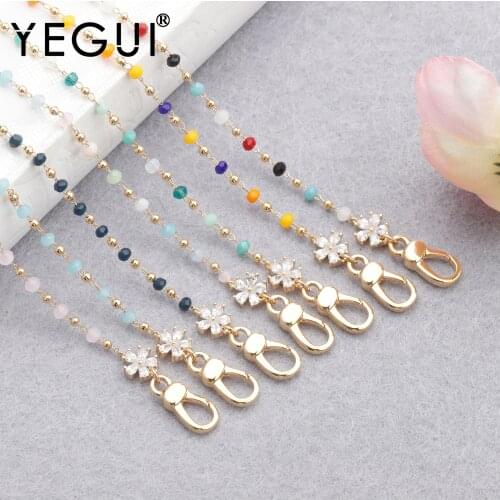 YEGUI M837,eyeglass strap chain,jewelry accessories,18k gold plated,0.3 microns,mask chain,charms,handmade,bead chain,74.5cm/pcs