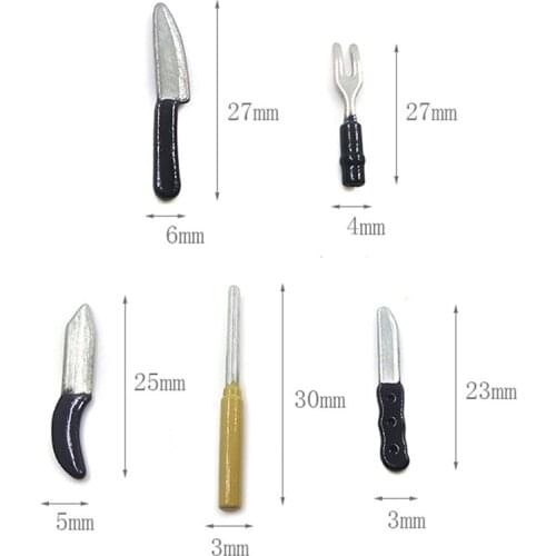 5Pcs/Set Mini 1/12 Dollhouse Miniature Kitchen Tableware Spoon Knife Fork Set Pretend Play Kitchen Accessories Toy