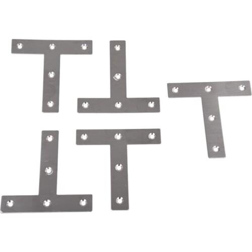 5 Pcs Angle Plate Corner Brace Flat T Shape Repair Bracket 80mm x 80mm