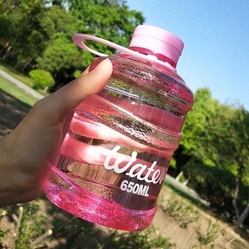 650ml Cute Transparent Plastic Water Bottles BPA Free Creative Water Bottle with Portable Rope Travel Tea Cup Portable