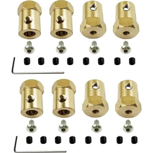 8PCS 5mm to 12mm Brass Combiner Wheel Hub Hex Adapter for WPL D12 C14 C24 B14 B24 B16 B36 MN D90 MN99S RC Car Parts