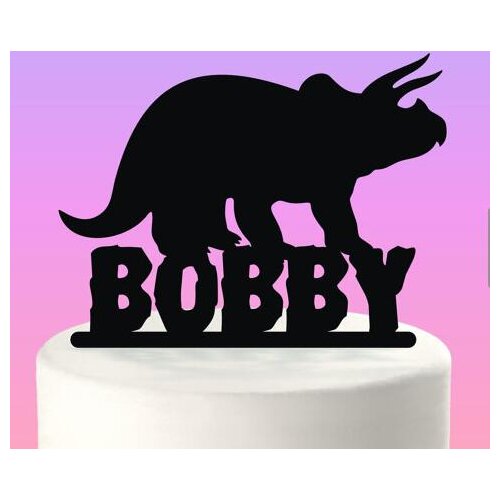Acrylic Personalised name dinosaur Triceratop boy birthday cake toppers wedding bridal baby shower Baptism party decorations