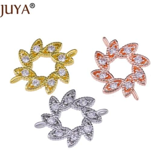 Jewelry Making Supplies Luxury Copper Zirconia Flower Connectors For Bracelet Necklace Earrings Handmade Jewellery Making Charms
