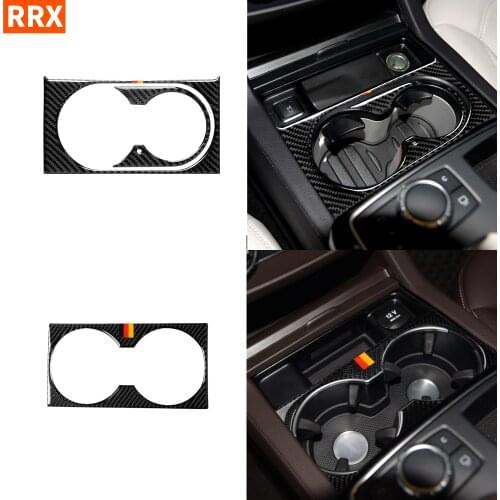 For Mercedes Benz GLE W218 GLS ML X166 GL Accessories Water Cup Holder Panel Frame Car Carbon Fiber Cover Stickers Interior Set